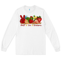 White peace love strawberry with summer Long Sleeve Tee - texasbilliewilder
