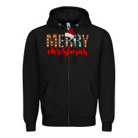 Black merry christmas Zipper Hoodie - CowhideDigitalArt