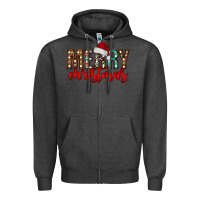 Charcoal Heather merry christmas Zipper Hoodie - CowhideDigitalArt