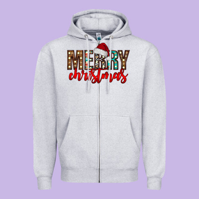 Merry Christmas Zipper Hoodie Designed By Cowhidedigitalart