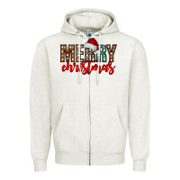 Oatmeal Heather merry christmas Zipper Hoodie - CowhideDigitalArt
