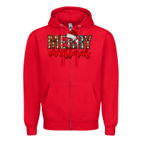 Red merry christmas Zipper Hoodie - CowhideDigitalArt