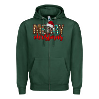 Sports Green merry christmas Zipper Hoodie - CowhideDigitalArt