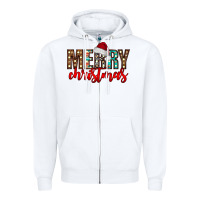 White merry christmas Zipper Hoodie - CowhideDigitalArt