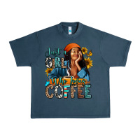 Midnight Navy Just a girl who loves coffee Urban Heavy Tee - RanaPortraitStore