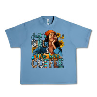 Pebble Blue Just a girl who loves coffee Urban Heavy Tee - RanaPortraitStore