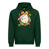 Forest Green Christmas wreaths cat Urban Hoodie - MaliasSmallBusiness