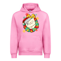 Fuchsia Pink Christmas wreaths cat Urban Hoodie - MaliasSmallBusiness