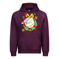 Mauve Wine Christmas wreaths cat Urban Hoodie - MaliasSmallBusiness