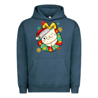 Pigment Midnight Navy Christmas wreaths cat Urban Hoodie - MaliasSmallBusiness