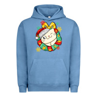 Pigment Pebble Blue Christmas wreaths cat Urban Hoodie - MaliasSmallBusiness