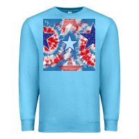 Ocean Blue patriotic tie dye stars Premium Sweatshirt - BundleAndBundleShop