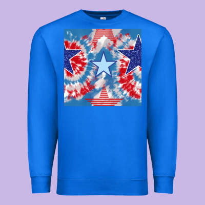 Patriotic Tie Dye Stars Premium Sweatshirt Designed By Bundleandbundleshop