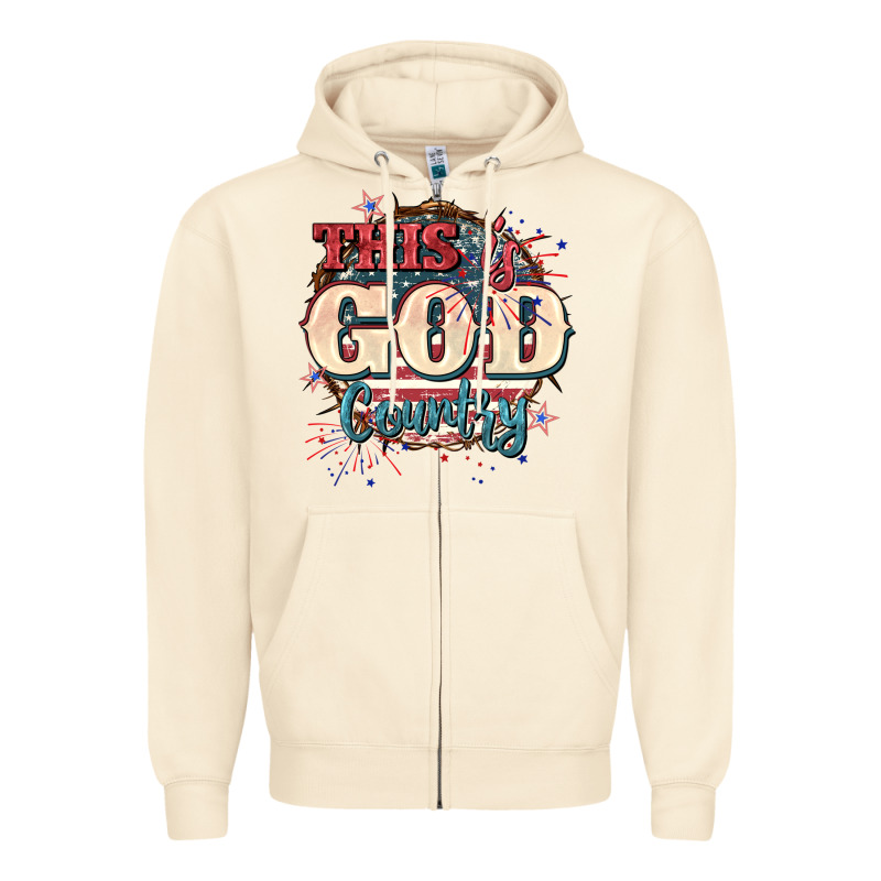 This Is God Country 4th Of July Zipper Hoodie by CowGirlArtShop | Teevron