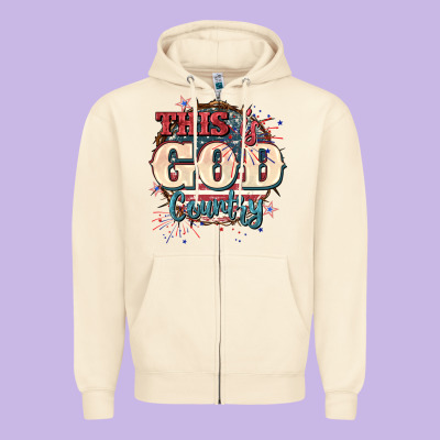 This Is God Country 4th Of July Zipper Hoodie Designed By Cowgirlartshop