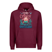 Burgundy stay curious and axolotl questions Premium Hoodie - MaliasSmallBusiness