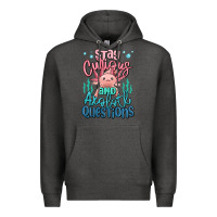 Charcoal Heather stay curious and axolotl questions Premium Hoodie - MaliasSmallBusiness