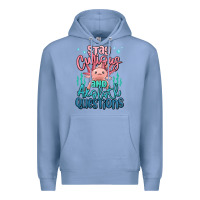 Colony Blue stay curious and axolotl questions Premium Hoodie - MaliasSmallBusiness