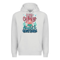 Dove Grey stay curious and axolotl questions Premium Hoodie - MaliasSmallBusiness