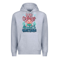 Heather Grey stay curious and axolotl questions Premium Hoodie - MaliasSmallBusiness