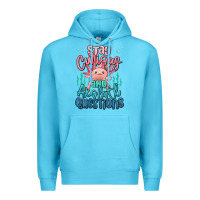 Ocean Blue stay curious and axolotl questions Premium Hoodie - MaliasSmallBusiness