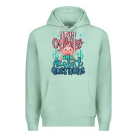 Seafoam stay curious and axolotl questions Premium Hoodie - MaliasSmallBusiness