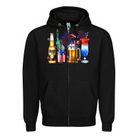 Black 4th of July American drinks Zipper Hoodie - Neo Western