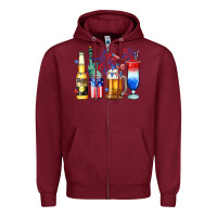 Burgundy 4th of July American drinks Zipper Hoodie - Neo Western