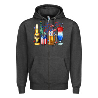 Charcoal Heather 4th of July American drinks Zipper Hoodie - Neo Western