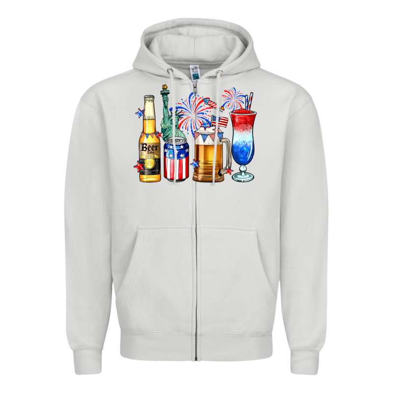 4th Of July American Drinks Zipper Hoodie by Neo Western | Teevron