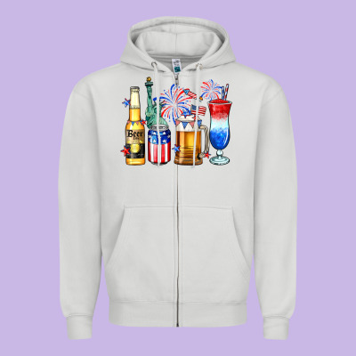 4th Of July American Drinks Zipper Hoodie Designed By Neo Western