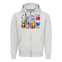 Dove Grey 4th of July American drinks Zipper Hoodie - Neo Western