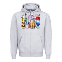 Heather Grey 4th of July American drinks Zipper Hoodie - Neo Western