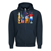 Navy 4th of July American drinks Zipper Hoodie - Neo Western