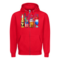 Red 4th of July American drinks Zipper Hoodie - Neo Western
