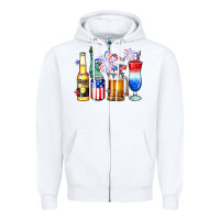 White 4th of July American drinks Zipper Hoodie - Neo Western