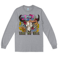 Heather Grey do not harm take no bull cow skull Long Sleeve Tee - Zillion Design Studio