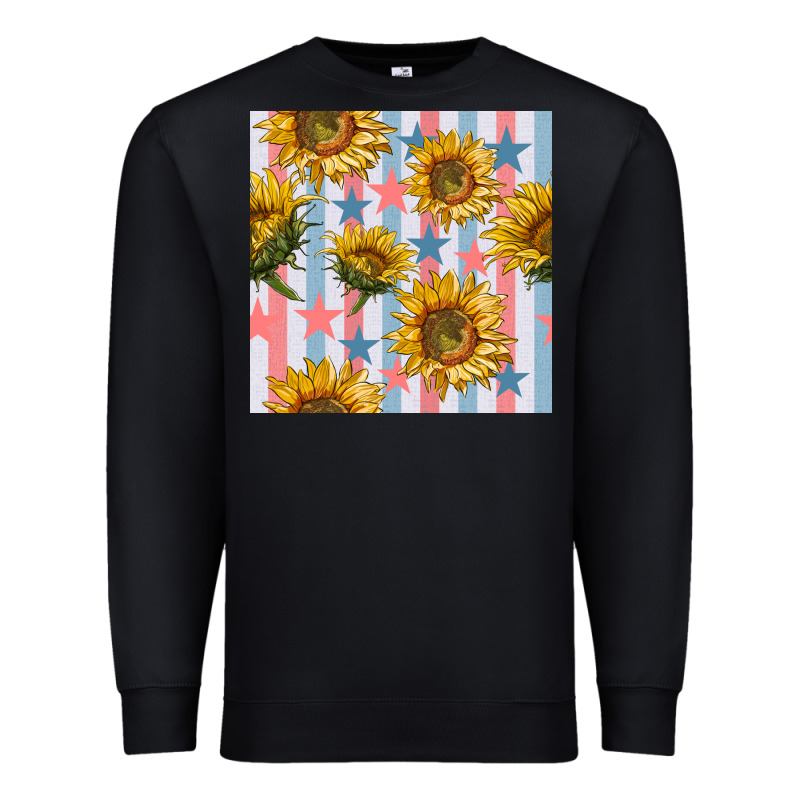 Patriotic Sunflowers Stripes And Stars Seamless Patrern Premium Sweatshirt by BundleAndBundleShop | Teevron
