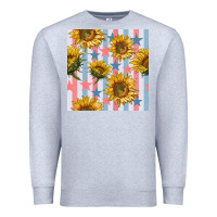Heather Grey patriotic sunflowers stripes and stars seamless patrern Premium Sweatshirt - BundleAndBundleShop