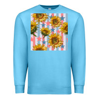 Ocean Blue patriotic sunflowers stripes and stars seamless patrern Premium Sweatshirt - BundleAndBundleShop