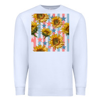 White patriotic sunflowers stripes and stars seamless patrern Premium Sweatshirt - BundleAndBundleShop
