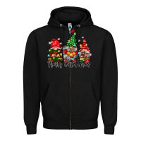 Black merry christmas gnomes Zipper Hoodie - CowhideDigitalArt