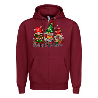Burgundy merry christmas gnomes Zipper Hoodie - CowhideDigitalArt