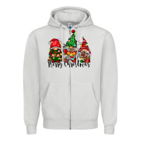 Dove Grey merry christmas gnomes Zipper Hoodie - CowhideDigitalArt