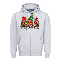 Heather Grey merry christmas gnomes Zipper Hoodie - CowhideDigitalArt