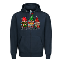 Navy merry christmas gnomes Zipper Hoodie - CowhideDigitalArt