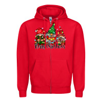 Red merry christmas gnomes Zipper Hoodie - CowhideDigitalArt