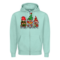 Seafoam merry christmas gnomes Zipper Hoodie - CowhideDigitalArt