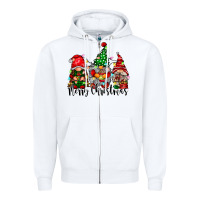 White merry christmas gnomes Zipper Hoodie - CowhideDigitalArt