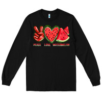 Black peace love watermelon Long Sleeve Tee - texasbilliewilder